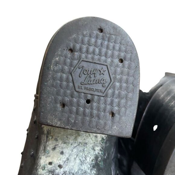 Vintage TONY LAMA Black Exotic Western Dress Boots Full Quill Ostrich Size 8.5C - Picture 6 of 10